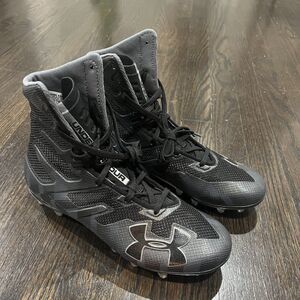 Under Armour Football Cleats Men’s 8 UA Highlight MC‎ Black Gray High Top